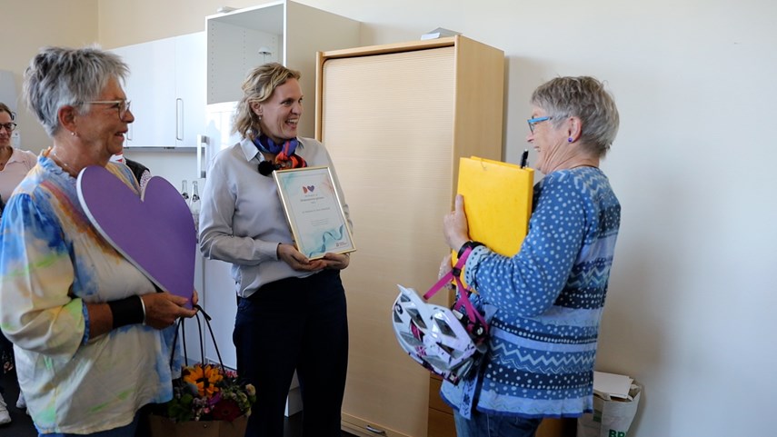 Alzheimerforeningens direktør Mette Raun Fjordside, Lokalformand i Sydvest Hanne Knudsen og Jo Madsen